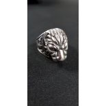 SILVER LION RING