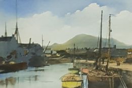 OLD SIGNED PRINT OF ANNALONG HARBOUR