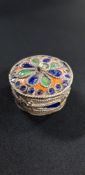 CONTINENTAL ENAMEL AND SILVER PILL BOX