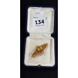 ANTIQUE 15CT GOLD AND DIAMOND SWEETHEART BROOCH