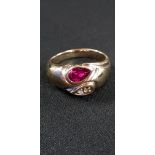 18CT RUBY AND DIAMOND RING