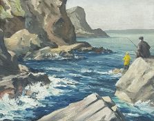 OIL ON CANVAS - ROCK FISHING