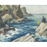 OIL ON CANVAS - ROCK FISHING