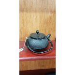 BLACK CAST IRON ORIENTAL TEA POT