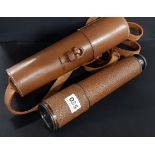 MILITARY BRASS AND LEATHER TELESCOPE