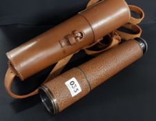 MILITARY BRASS AND LEATHER TELESCOPE