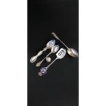 4 SILVER SPOONS AND SILVER THIMBLE