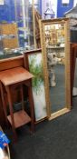 PLANT TABLE, 2 PAINTINGS AND A LARGE MIRROR