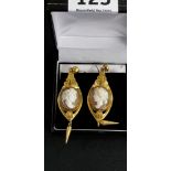 PAIR OF ANTIQUE YELLOW METAL CAMEO EARRINGS