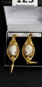 PAIR OF ANTIQUE YELLOW METAL CAMEO EARRINGS