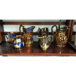 SHELF LOT OF OLD LUSTERWARE JUGS