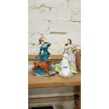 2 LARGE DOULTON AND 1 SMALL FIGURES