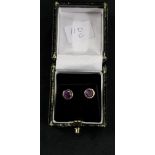 PAIR OF 9CT GOLD AMETHYST STUD EARRINGS