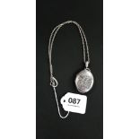 ANTIQUE SILVER LOCKET AND CHAIN