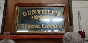 ANTIQUE INLAID OVERMANTLE MIRROR WITH REPRODUCTION LETTERING