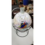 STUDIO GLASS BALL VASE ON STAND