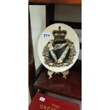 STUNNING CARVED ROYAL IRISH REGIMENT PLAQUE ON STAND