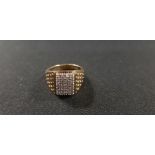 HEAVY 9 CARAT GOLD GENTS RING WITH THIRD CARAT OF DIAMONDS