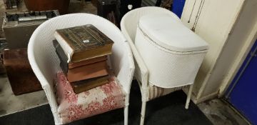 WICKER ARMCHAIRS AND FOOTSTOOL