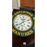 ANTIQUE WALL CLOCK WITH LATER LETTERING
