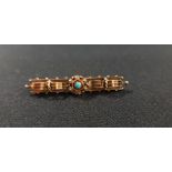 ANTIQUE 15 CARAT GOLD & TORQUOISE BROOCH