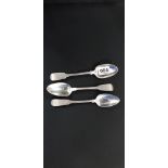 3 IRISH SILVER DESSERT SPOONS - 1803, 1823 & 1860