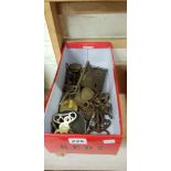 BOX OF CLOCK KEYS, LOCKS ETC