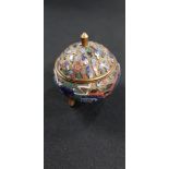 EARLY CLOISONNE 3 LEGGED TRINKET BOX