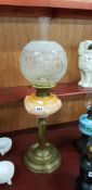 OIL LAMP WITH PEACH BOWL
