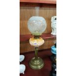 OIL LAMP WITH PEACH BOWL