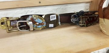 3 LEATHER BELTS WITH 4 AMERICAN CHARACTER BUCKLEY