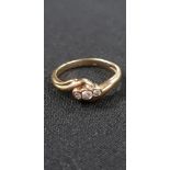 9CT GOLD DIAMOND 3 STONE RING