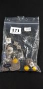 BAG LOT OF GOOD CUFFLINKS AND COIN