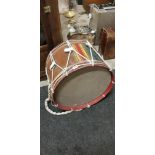 ANTIQUE TENOR DRUM FROM KITCHENER PIPE BAND, SHANKILL ROAD WITH GOAT SKIN DATED LATE 40'S