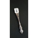 EARLY EDWARDIAN ORNATE SILVER HANDLED MINIATURE SHOE HORN HALLMARKED BIRMINGHAM 1903 BY H MATTHEWS