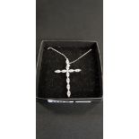 SILVER CRYSTAL CROSS AND CHAIN