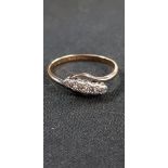 ANTIQUE 9CT GOLD AND PLATINUM DIAMOND RING