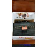 VINTAGE ATARI CX2600 GAME CONSOLE AND 2 GAMES AND PADDLE CONTROLS A/F