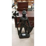 ANTIQUE CAST IRON KNIGHT DOOR STOP