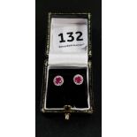PAIR OF 18CT GOLD RUBY AND DIAMOND EARRINGS