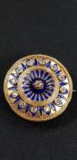 VICTORIAN GOLD AND OLD CUT DIAMOND AND BLUE ENAMEL BROOCH CIRCA 1 CARAT OF DIAMONDS