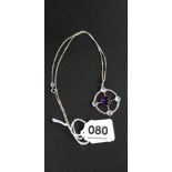 SILVER MOONSTONE AND AMETHYST DROP AND CHAIN