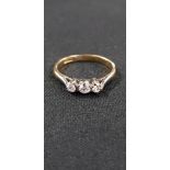 18CT GOLD 3 STONE DIAMOND RING