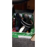BOX OF MILITARY AND POLICE HATS ETC
