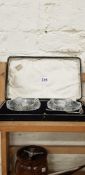 CUT GLASS JAM DISHES IN FITTED BOX