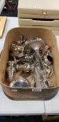 SMALL BOX LOT OF SILVER PLATE ITEMS