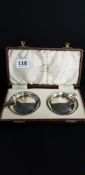 PAIR OF SILVER ASHTRAYS IN FITTED CASE