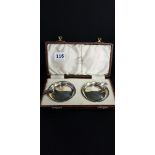 PAIR OF SILVER ASHTRAYS IN FITTED CASE