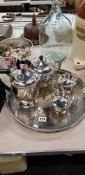 ANTIQUE SILVER PLATE TEA AND COFFEE SERVICE WITH TRAY