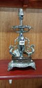 ANTIQUE ART NOUVEAU SILVER PLATED LAMP BASE